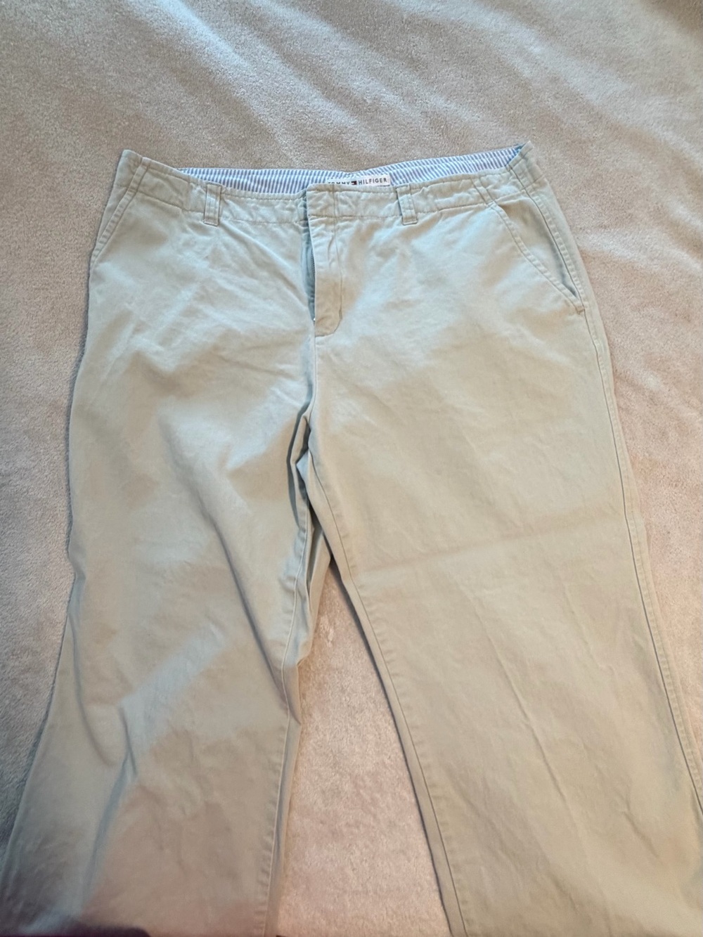 Tommy Hilfiger Beige Chino Pants with Blue Stripe Waistband